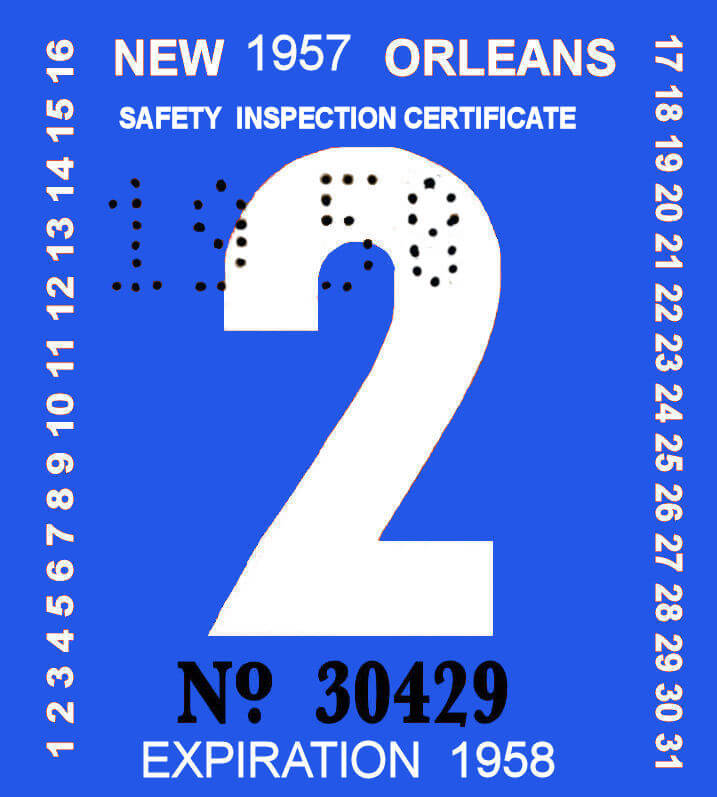(image for) 1957 Louisiana inspection sticker NEW ORLEANS